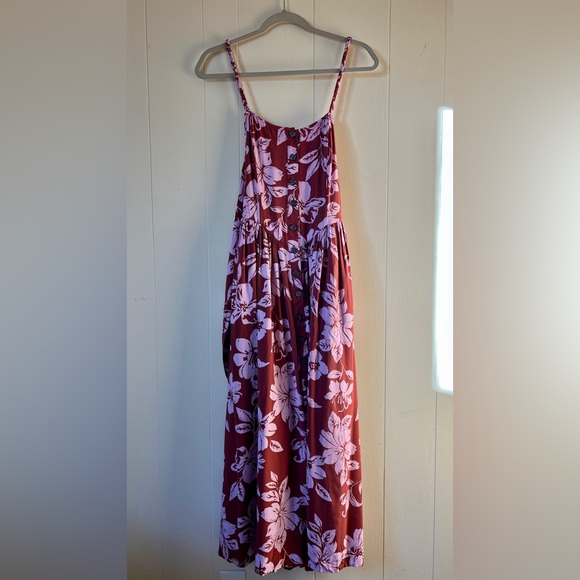 Free People Dresses & Skirts - Free People Floral Spaghetti-Strap Maxi Dress in Mauve Pink Size Large